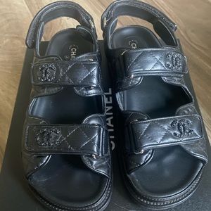 Chanel Dad Sandal - Black Lambskin